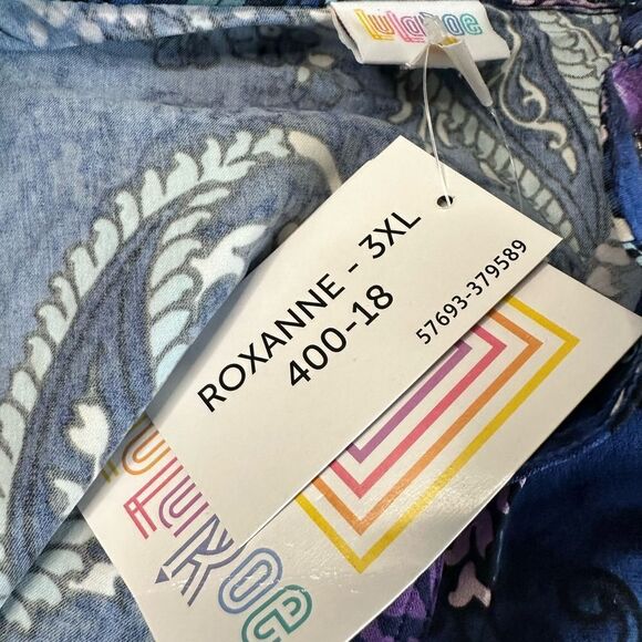 NWT LulaRoe Plus Size Roxanne Sleeveless Tank Shirt Blouse Blue/Purple Floral 3X - Picture 5 of 12